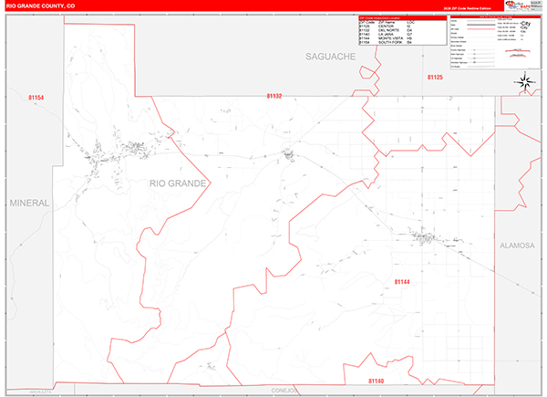 Rio Grande County, CO Zip Code Map